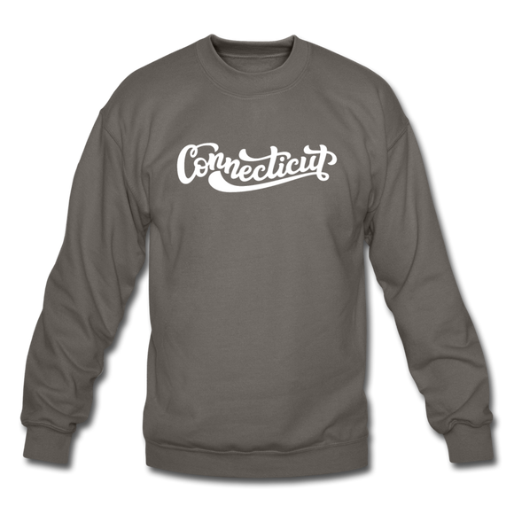 Connecticut Sweatshirt - Hand Lettered Connecticut Crewneck Sweatshirt - asphalt gray