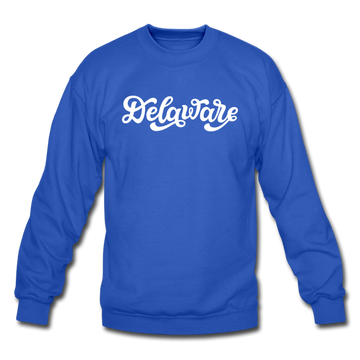 Delaware Sweatshirt - Hand Lettered Delaware Crewneck Sweatshirt - royal blue