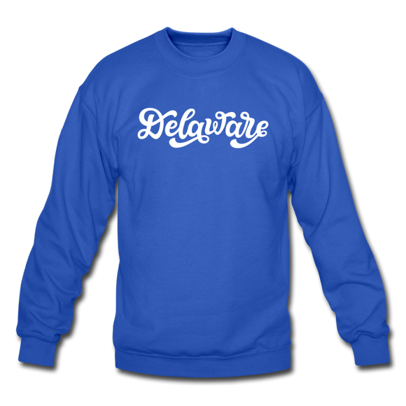 Delaware Sweatshirt - Hand Lettered Delaware Crewneck Sweatshirt - royal blue