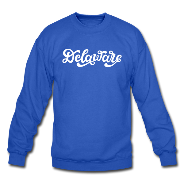 Delaware Sweatshirt - Hand Lettered Delaware Crewneck Sweatshirt - royal blue