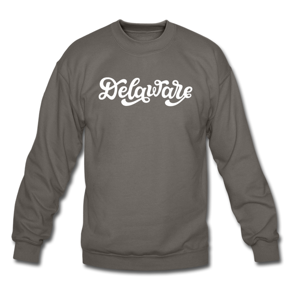 Delaware Sweatshirt - Hand Lettered Delaware Crewneck Sweatshirt - asphalt gray