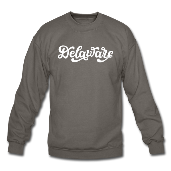Delaware Sweatshirt - Hand Lettered Delaware Crewneck Sweatshirt - asphalt gray