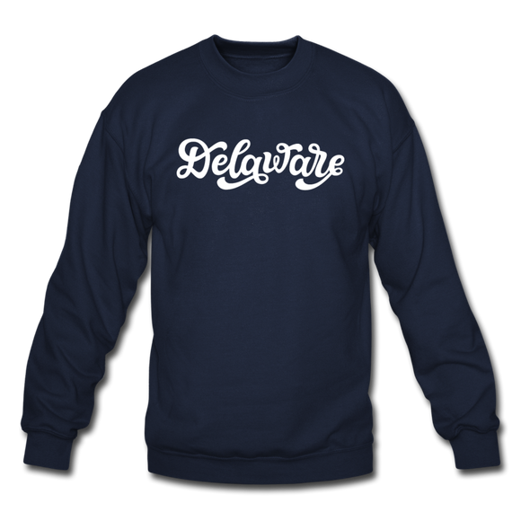 Delaware Sweatshirt - Hand Lettered Delaware Crewneck Sweatshirt - navy