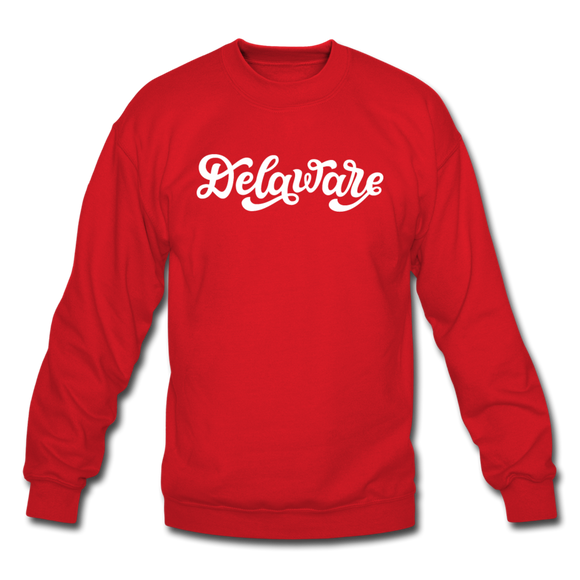 Delaware Sweatshirt - Hand Lettered Delaware Crewneck Sweatshirt - red