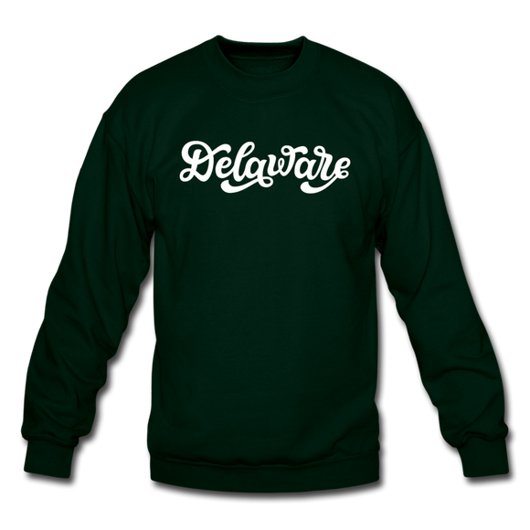 Delaware Sweatshirt - Hand Lettered Delaware Crewneck Sweatshirt - forest green