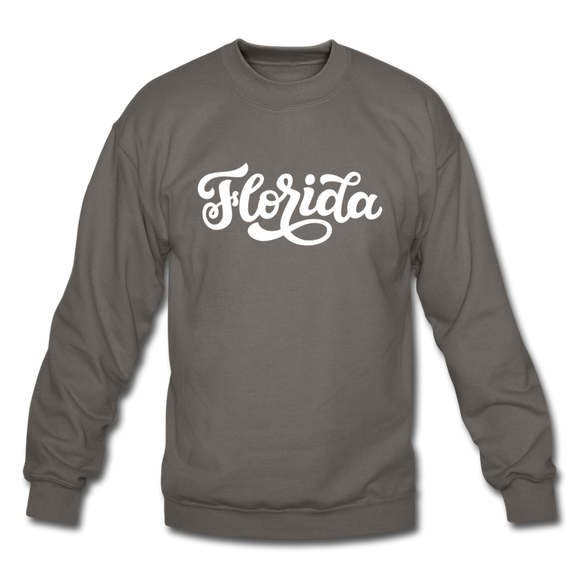 Florida Sweatshirt - Hand Lettered Florida Crewneck Sweatshirt - asphalt gray