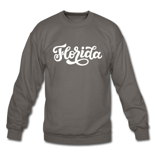 Florida Sweatshirt - Hand Lettered Florida Crewneck Sweatshirt - asphalt gray