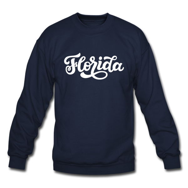 Florida Sweatshirt - Hand Lettered Florida Crewneck Sweatshirt - navy