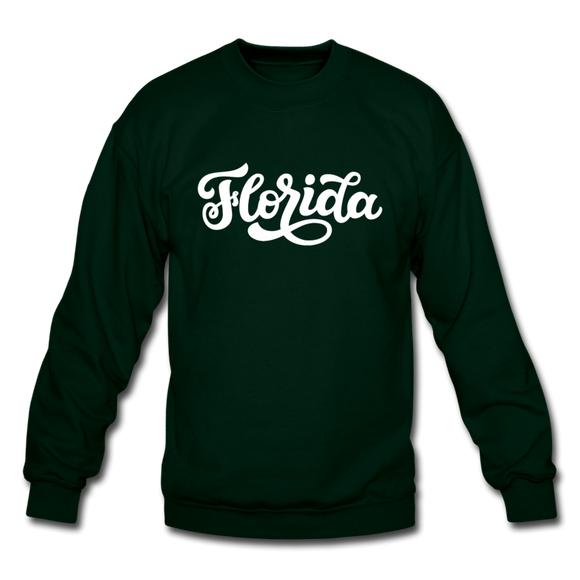 Florida Sweatshirt - Hand Lettered Florida Crewneck Sweatshirt - forest green