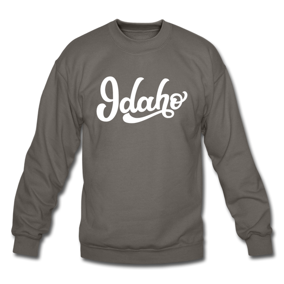 Idaho Sweatshirt - Hand Lettered Idaho Crewneck Sweatshirt - asphalt gray