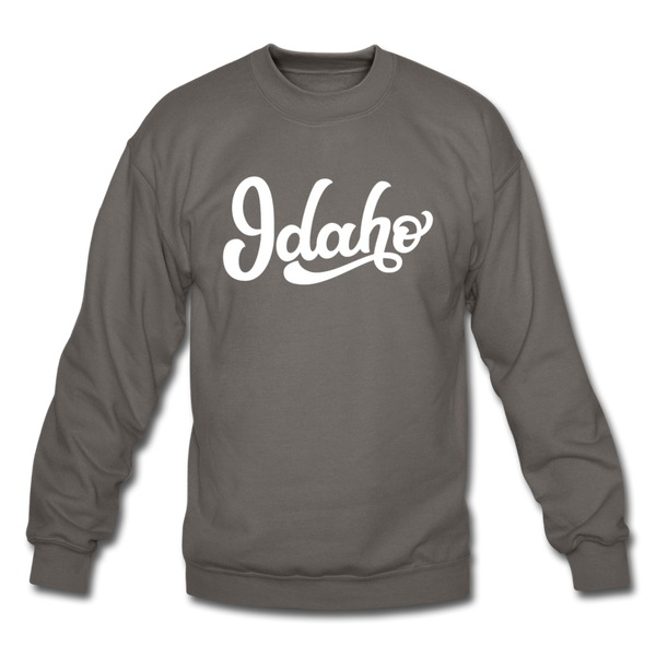 Idaho Sweatshirt - Hand Lettered Idaho Crewneck Sweatshirt - asphalt gray