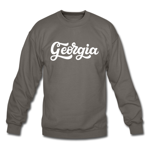 Georgia Sweatshirt - Hand Lettered Georgia Crewneck Sweatshirt - asphalt gray
