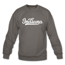Indiana Sweatshirt - Hand Lettered Indiana Crewneck Sweatshirt - asphalt gray