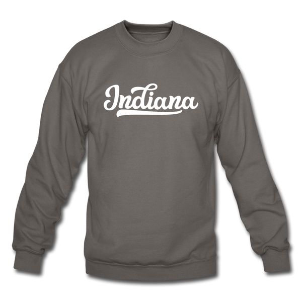 Indiana Sweatshirt - Hand Lettered Indiana Crewneck Sweatshirt - asphalt gray