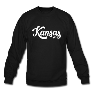 Kansas Sweatshirt - Hand Lettered Kansas Crewneck Sweatshirt - black