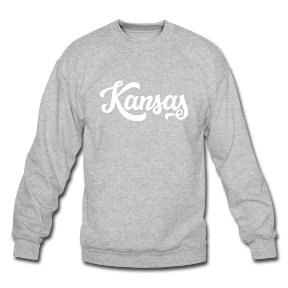Kansas Sweatshirt - Hand Lettered Kansas Crewneck Sweatshirt - heather gray