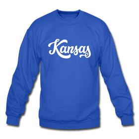 Kansas Sweatshirt - Hand Lettered Kansas Crewneck Sweatshirt - royal blue