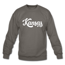 Kansas Sweatshirt - Hand Lettered Kansas Crewneck Sweatshirt - asphalt gray