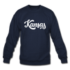 Kansas Sweatshirt - Hand Lettered Kansas Crewneck Sweatshirt - navy