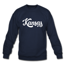 Kansas Sweatshirt - Hand Lettered Kansas Crewneck Sweatshirt - navy