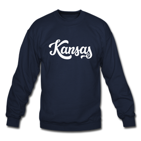 Kansas Sweatshirt - Hand Lettered Kansas Crewneck Sweatshirt - navy