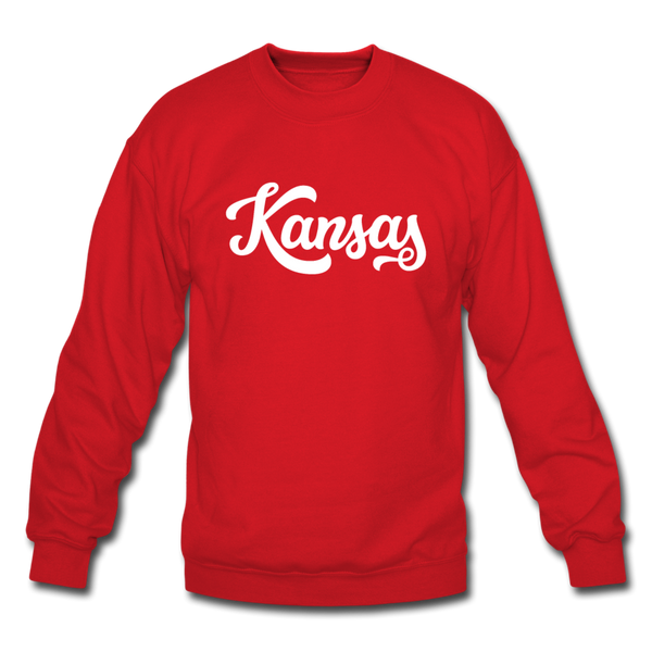 Kansas Sweatshirt - Hand Lettered Kansas Crewneck Sweatshirt - red