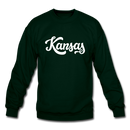 Kansas Sweatshirt - Hand Lettered Kansas Crewneck Sweatshirt - forest green