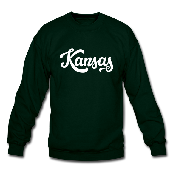 Kansas Sweatshirt - Hand Lettered Kansas Crewneck Sweatshirt - forest green