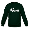 Kansas Sweatshirt - Hand Lettered Kansas Crewneck Sweatshirt - forest green