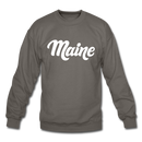 Maine Sweatshirt - Hand Lettered Maine Crewneck Sweatshirt - asphalt gray