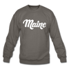 Maine Sweatshirt - Hand Lettered Maine Crewneck Sweatshirt - asphalt gray