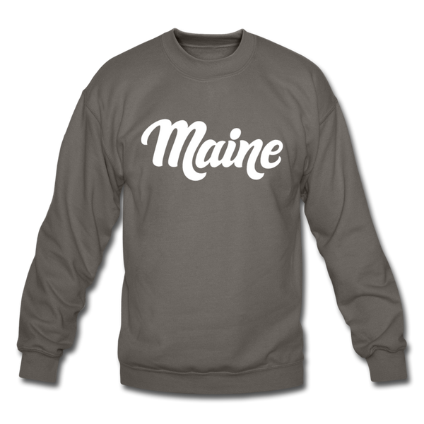 Maine Sweatshirt - Hand Lettered Maine Crewneck Sweatshirt - asphalt gray