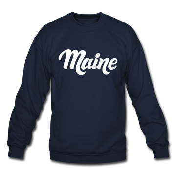 Maine Sweatshirt - Hand Lettered Maine Crewneck Sweatshirt - navy