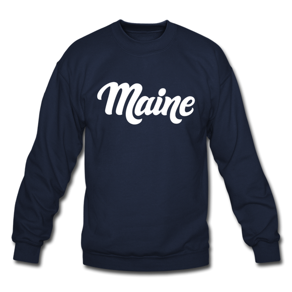 Maine Sweatshirt - Hand Lettered Maine Crewneck Sweatshirt - navy