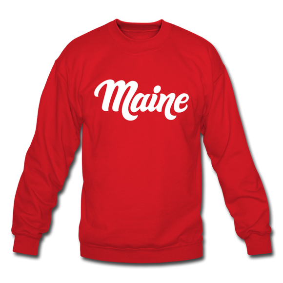 Maine Sweatshirt - Hand Lettered Maine Crewneck Sweatshirt - red