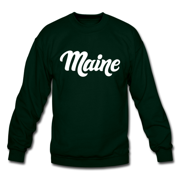 Maine Sweatshirt - Hand Lettered Maine Crewneck Sweatshirt - forest green