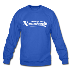 Massachusetts Sweatshirt - Hand Lettered Massachusetts Crewneck Sweatshirt - royal blue