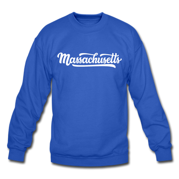 Massachusetts Sweatshirt - Hand Lettered Massachusetts Crewneck Sweatshirt - royal blue