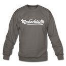 Massachusetts Sweatshirt - Hand Lettered Massachusetts Crewneck Sweatshirt - asphalt gray