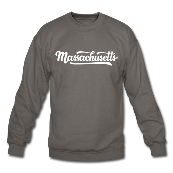 Massachusetts Sweatshirt - Hand Lettered Massachusetts Crewneck Sweatshirt - asphalt gray
