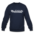 Massachusetts Sweatshirt - Hand Lettered Massachusetts Crewneck Sweatshirt - navy