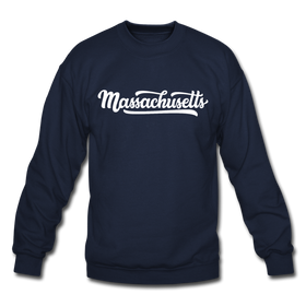 Massachusetts Sweatshirt - Hand Lettered Massachusetts Crewneck Sweatshirt - navy