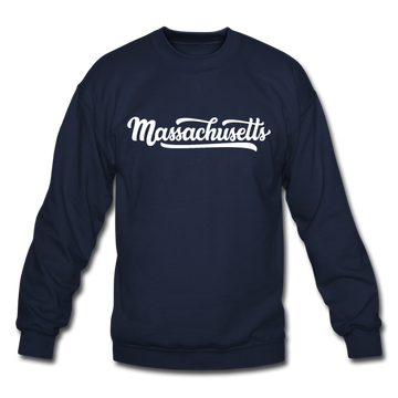Massachusetts Sweatshirt - Hand Lettered Massachusetts Crewneck Sweatshirt - navy