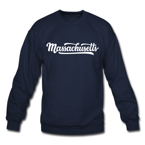Massachusetts Sweatshirt - Hand Lettered Massachusetts Crewneck Sweatshirt - navy