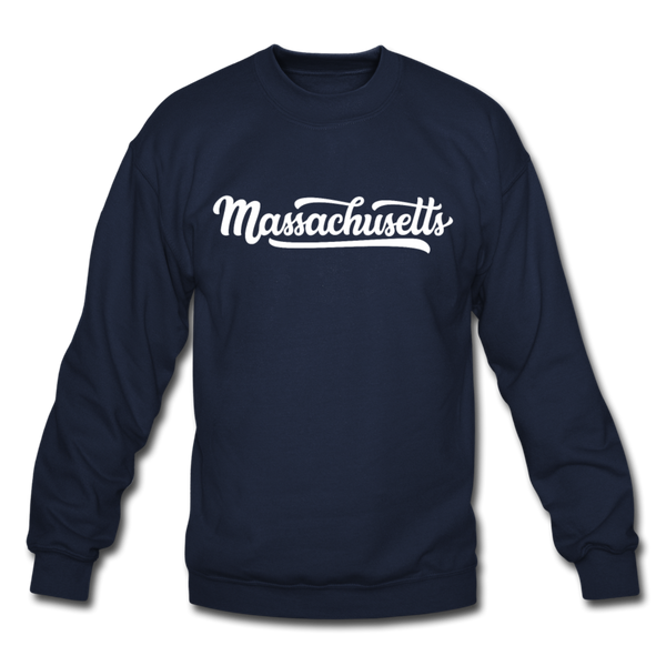 Massachusetts Sweatshirt - Hand Lettered Massachusetts Crewneck Sweatshirt - navy