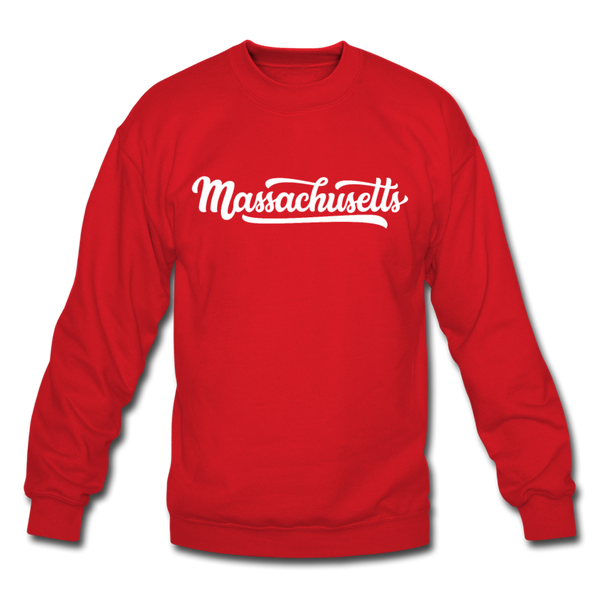 Massachusetts Sweatshirt - Hand Lettered Massachusetts Crewneck Sweatshirt - red