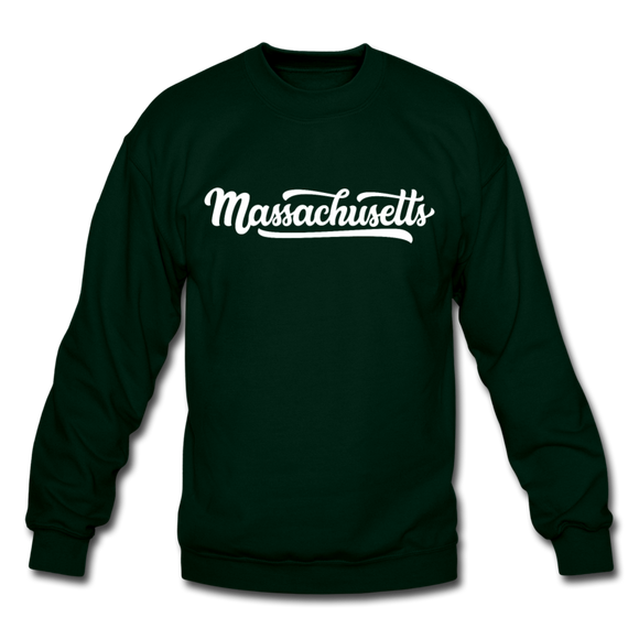 Massachusetts Sweatshirt - Hand Lettered Massachusetts Crewneck Sweatshirt - forest green