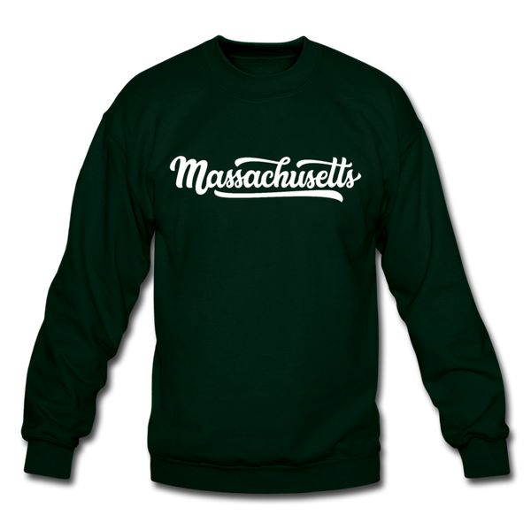 Massachusetts Sweatshirt - Hand Lettered Massachusetts Crewneck Sweatshirt - forest green