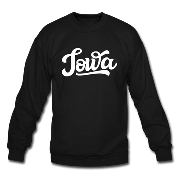 Iowa Sweatshirt - Hand Lettered Iowa Crewneck Sweatshirt - black