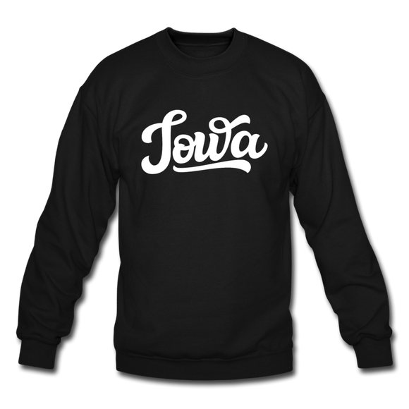 Iowa Sweatshirt - Hand Lettered Iowa Crewneck Sweatshirt - black